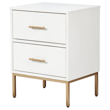 Alpine Furniture Madelyn Two Drawer Wood Nightstand in White