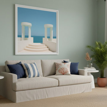 A Tranquil Seascape Art Deco Painting Coastal Wall Art Prints