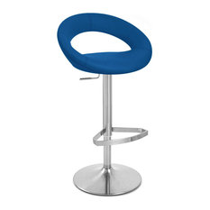Zuri Furniture - Blue Crescent Swivel Armless Barstool - Bar Stools and Counter Stools