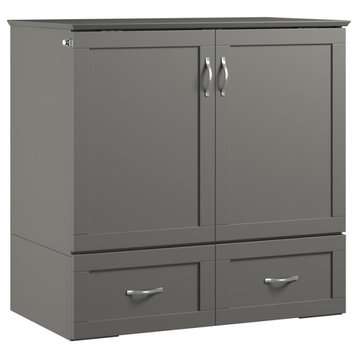 AFI Hamilton Wood Twin Extra Long Murphy Bed Chest in Gray