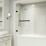 VIGO - VIGO Rialto 34" x 58" Adjustable Frameless Hinged Tub Door, Matte Black - The Rialto by VIGO is a beautiful clear glass tub door. Rialto instantly enhances the design and functionality of your bathtub shower. The premium-quality tempered glass is easy to clean and delivers a lifetime of durability, improving your everyday shower experience. Its continuous seal strips along the entire door length prevent water from leaking out of the bath space. VIGO's stainless steel hardware is coated with a 7-layered finish that withstands wear & tear, keeping the metal components pristine for years. The simple instructions allow for an easy DIY-style installation at home.