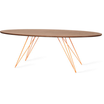 Williams Thin Oval Coffee Table - Orange, Walnut