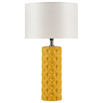 510 Design Macey Geometric Ceramic Table Lamp, Yellow