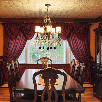A Regal Dining Room with White Tin Tiles