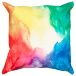 LR Home - Primary Watercolor Indoor/Outdoor Throw Pillow, 18"x18" - Add color and a soft touch to your space, indoor or out! This 100% polyester Watercolor pillow was handmade with versatility in mind. Sturdy enough to withstand the elements of the great outdoors while simultaneously being deliciously plush, this piece features an abstract watercolor design on the front and a pop of bright yellow on the back. This pillow is sure to add color and cushion to any decor, from the living room to the patio.