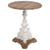 Benzara BM285153 27" Side End Table, Mango Wood, Turned Pedestal, White