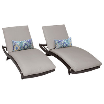Barbados Curved Chaise Set of 2 Outdoor Wicker Patio Furniture Beige