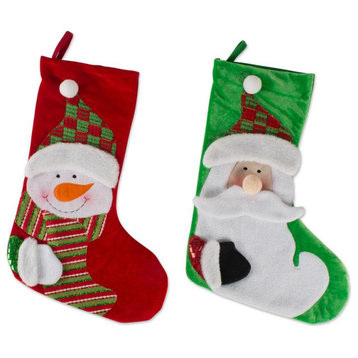 DII Modern Fabric Santa Snowman Stocking in Multi-Color (Set of 2)