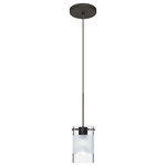 Besa Lighting - Besa Lighting 1XT-6524EC-LED-BR Scope - One Light Cord Pendant with Flat Canopy - Scope is a compact cylinder of handcrafted glass,Scope One Light Cord Bronze Clear/Frost G *UL Approved: YES Energy Star Qualified: n/a ADA Certified: n/a  *Number of Lights: Lamp: 1-*Wattage:50w GU5.3 Bi-pin bulb(s) *Bulb Included:Yes *Bulb Type:GU5.3 Bi-pin *Finish Type:Bronze