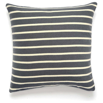 Beach Stripes Pillow Cover, Grey and Natural