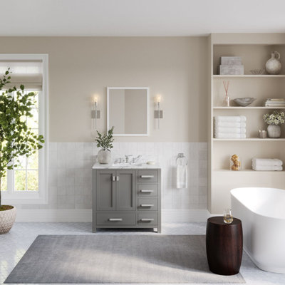 Polaris Bathroom Vanity, Single Sink, 36", Cashmere Gray, Freestanding