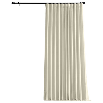 Blackout Extra Wide Vintage Textured Faux Dupioni Curtain, Off White, 100"x96"