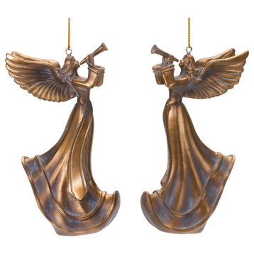 Bronze Trumpet Angel Ornament, 6-Piece Set
