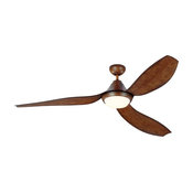 Avvo Max 64" Ceiling Fan, Koa Blade Frosted Lexan Glass