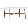 Millie Oval Cocktail Table With White Top and Dark Brown Oak Legs