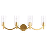 Eglo - Devora 4-Light Bathroom Vanity Fixture, Antique Gold - The Devora 4 Light Bath /Vanity light by Eglo is simply stunning. With the clear round glass shades extended from the antique gold arched arms contribute to the timeless beauty of this fixture. Position above a morror or to softly illuminate a bathroom space.