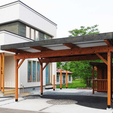 オリジナル木製カーポート2台用ワイド