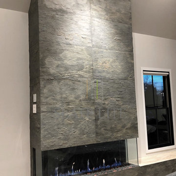 Fireplace covering with our exclusive Desert Rock in Long Island, NY