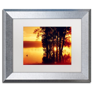 Beata Czyzowska Young 'Lonely at Sunset' Art, Silver Frame, 11"x14", White Matte