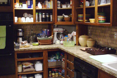 Kitchen Update Done In An Antique White Stain and Walnut Glaze
