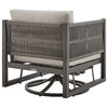 Cuffay Patio Swivel Glider Lounge Chair, Dark Brown Aluminum With Cushions