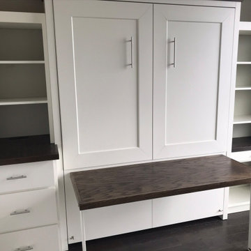 Custom Built Vertical Queen Murphy Bed with Fold-Down Desk & Two Tone Finish
