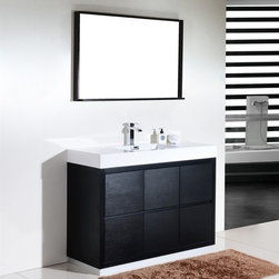48 inch Integrated Sink Top Gray Oak Finish Free Standing Modern Bathroom Vanity - Bathroom Vanities And Sink Consoles