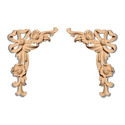 Inviting Home Inc. - Mendota Scrolls Wood Carvings, White Hardwood/Bass, W85L, 2-Piece Set - Onlays And Appliques