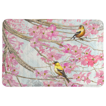 Birds & Cherry Blossoms Memory Foam Rug, 2'x3'