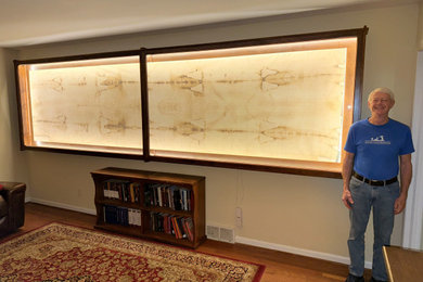 Large arts and crafts living room photo in Other