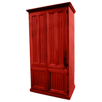 Double Wide Coastal Kitchen Pantry Cabinet, Persimmon Red