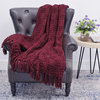 Cable Knitted Throw Blanket, Burgundy, 50" X 60"