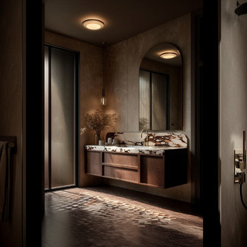 Floating Walnut Bathroom Vanity | Modern Wall Mounted Cabinet, Custom Made