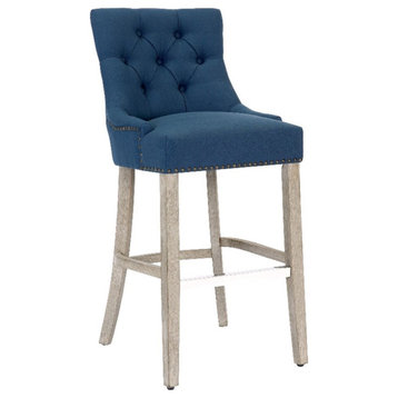 Bellmount 29 in. Upholstered Tufted Wingback Bar Stool