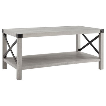 Bowery Hill Modern Farmhouse Coffee Table in Stone Gray Finish