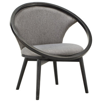 Luca 32" Wide Fabric Upholstered Accent Barrel Chair, Dark Charcoal Finish
