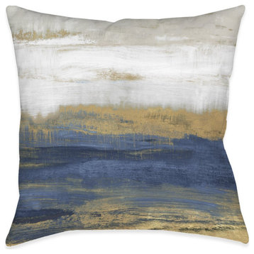Deep Shades Of Blue Abstract Indoor Pillow, 18"x18"