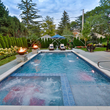 Park Ridge, IL Rectilinear Swimming Pool with Interior Hot Tub