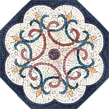 Decorative Octagonal Mosaic, Tasra, 12"x12"