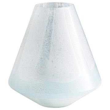 Cyan Small Backdrift Vase 10289, Sky Blue and White