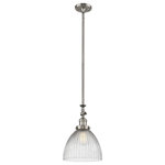 Innovations Lighting - 1-Light Seneca Falls 9.5" Pendant, Brushed Satin Nickel, Clear Halophane Shade - One of our largest and original collections, the Franklin Restoration is made up of a vast selection of heavy metal finishes and a large array of metal and glass shades that bring a touch of industrial into your home.