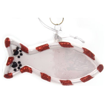 Noble Gems I LOVE MY KITTY ORNAMENT Glass Cat Fish Paw Prints Nb1090