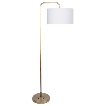 63.5" Plated Gold Floor Lamp With White Drum Shade