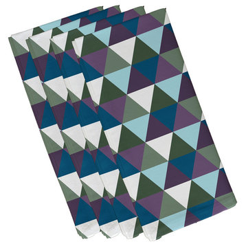 Triangles! Geometric Decorative Print Napkin, Larkspur, Green, Set of 4