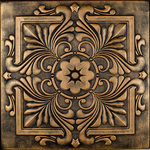 Decorative Ceiling Tiles - Victorian , Styrofoam Ceiling Tile, 20"x20", #R14, Antique Gold - Goes Over Popcorn And Most Ceiling Surfaces, Styrofoam, 20x20 (2.7 sqft), Adds Insulation, Easy Install, Light Weight, No Expensive Tools Needed, Paintable With Any Water-Based Paint