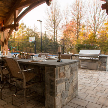 Timber Frame Outdoor Kitchen, Dining & Family Room