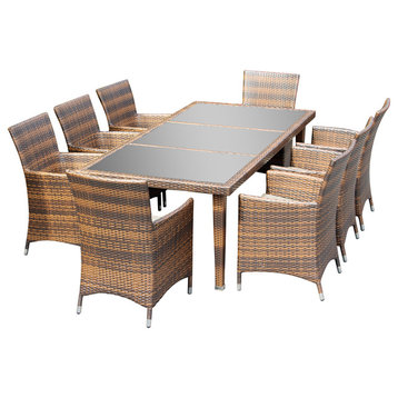 Ohana 9-Piece Dining Set, Beige, Mixed Brown