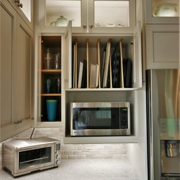 Blue Base Cabinets with White Upper Cabinets in Houston