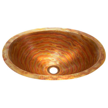 Flat Rim Oval Bathroom Copper Sink