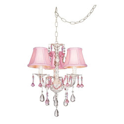 Pretty in Pink Swag Style Plug-In Mini Chandelier - Chandeliers